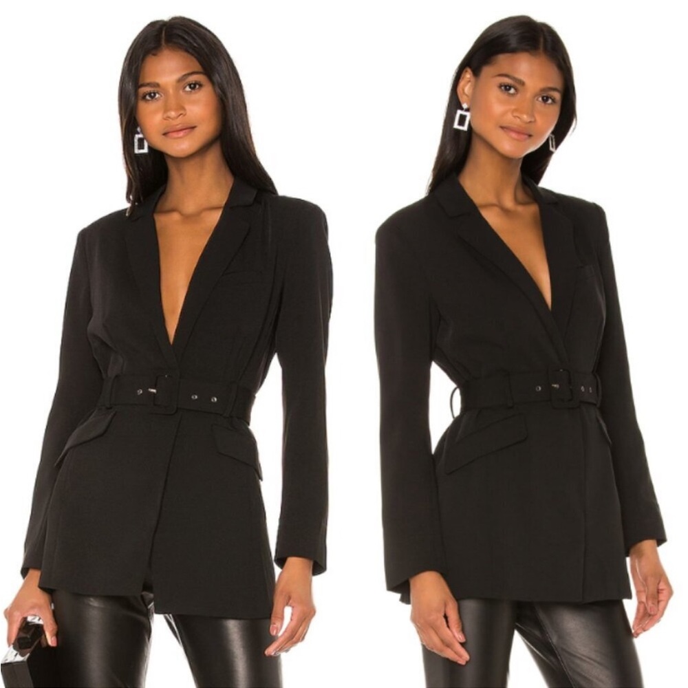 NBD Niko Belted Blazer Jacket in Black